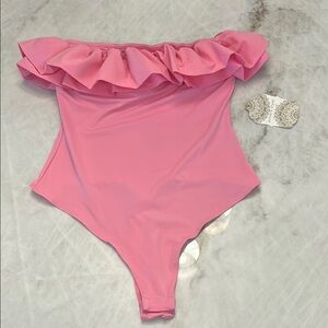 Altar'd State Pink Strapless Bodysuit
